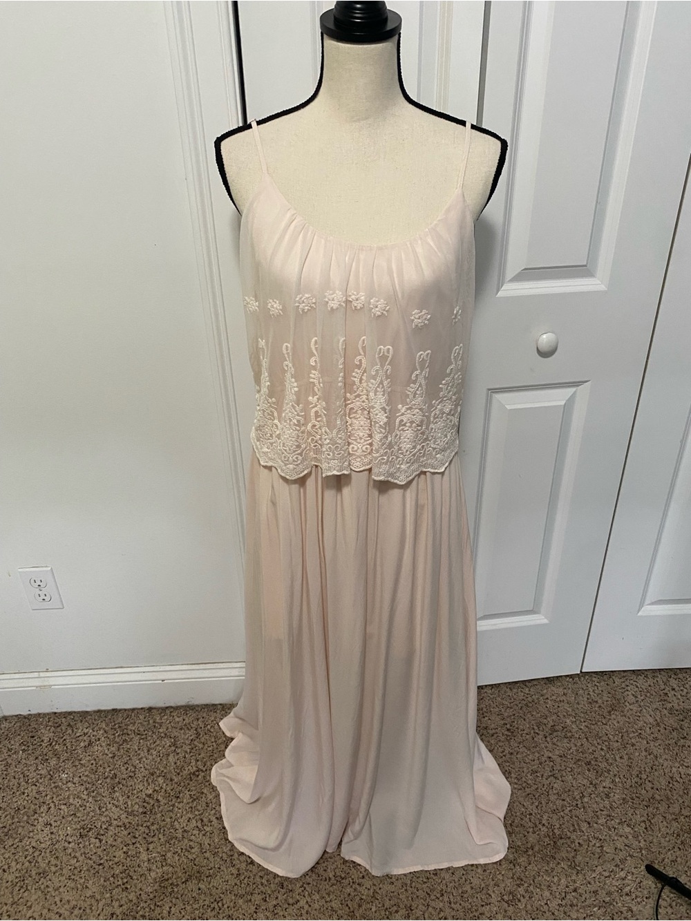 Marineblu Delicate Blush Embroidered Maxi Dress Cotton